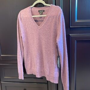 NWT TAHARI 2-ply Cashmere Purple/Gray V-neck sweater